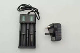 2 x 26650 3.7V Li-Ion Rechargeable Batteries Flat Top + 2 Ports Battery Charger + USB Charger