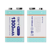 2 x 9v Lithium Rechargeable Battery 9volt Li-ion + USB charging Cable