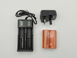 2 x 26650 3.7V Li-Ion Rechargeable Batteries + 2 Ports Charger + USB Charger