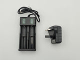 2 x 26650 3.7V Li-Ion Rechargeable Batteries + 2 Ports Charger + USB Charger