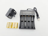 4 x 16340-CR123A Lithium Rechargeable Battery 3.7v + 4 Port Charger Arlo Vmc3030