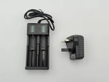 2 x 26650 3.7V Li-Ion Rechargeable Batteries+2 Ports Battery Charger Flat Top