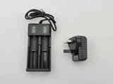 2 x 26650 3.7V Li-Ion Rechargeable Batteries+2 Ports Battery Charger Button Top