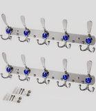 2 x Wall Mounted Coat Rack 5 Tri Hooks Heavy Duty Stainless Steel Coat Hook