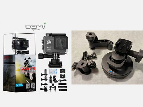 New DEMi Action Camera HD Waterproof LCD WiFi + GoPro Suction Mount