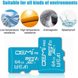 DEMi Micro SD Card 64GB Class 10 U3 High Speed Write 30MB/s for GoPro 4k Media